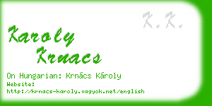 karoly krnacs business card